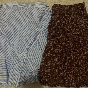 First blue white skirt has has to be knotted to be tied, does not have a zipper